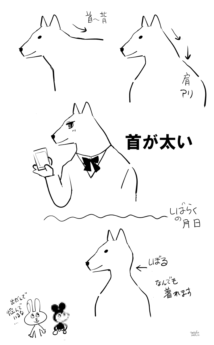 服を着ている獣人のイラスト